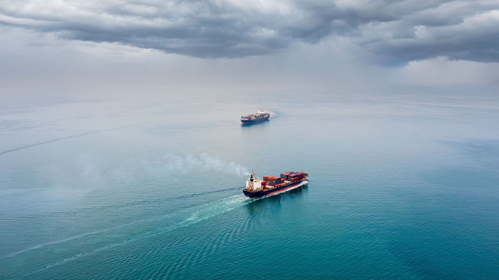 Two Container Ship Carrying Container Box Global Business Delivery Service Cargo By Freight Shipping